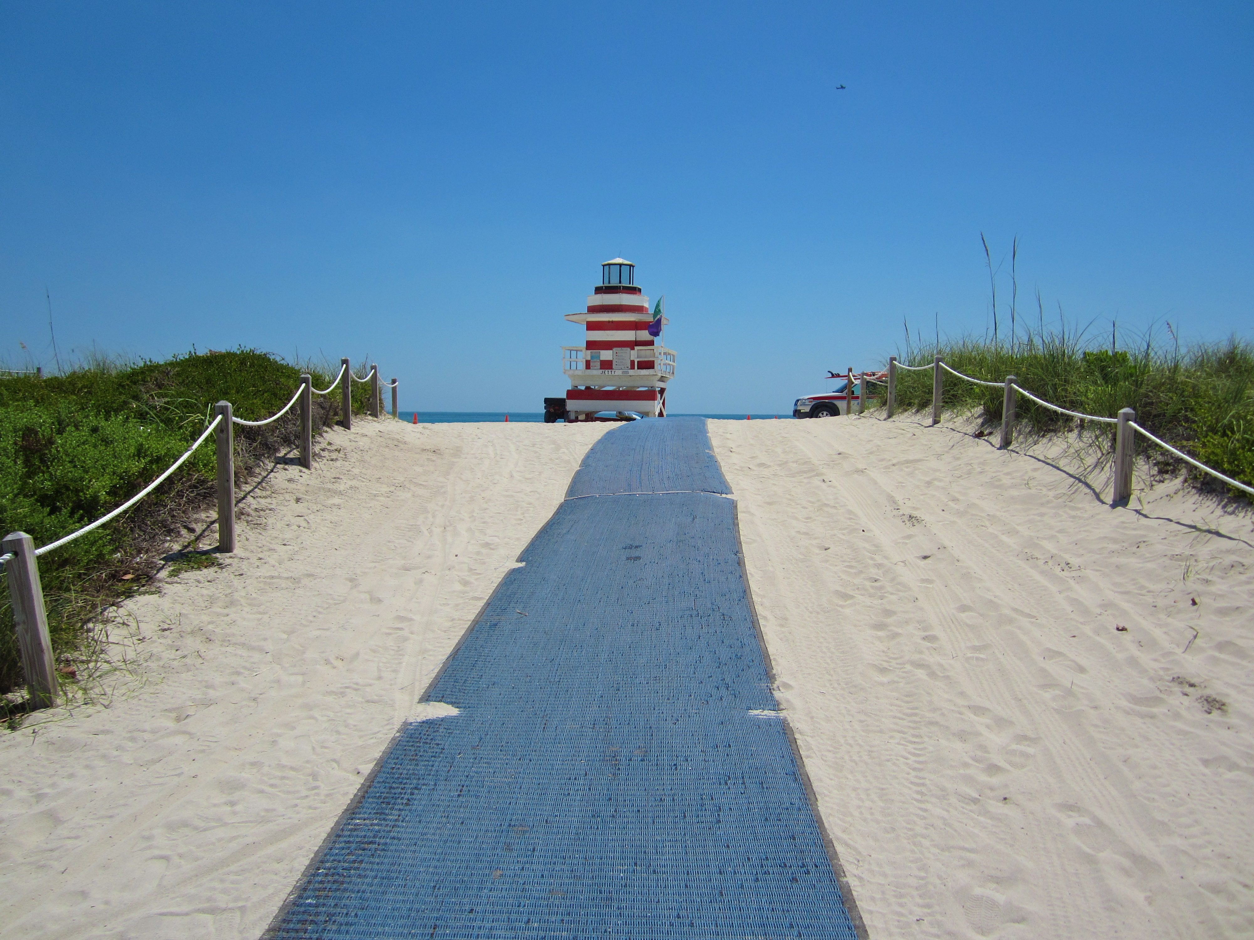 Example of a beach mat providing wheelchair access to the beach