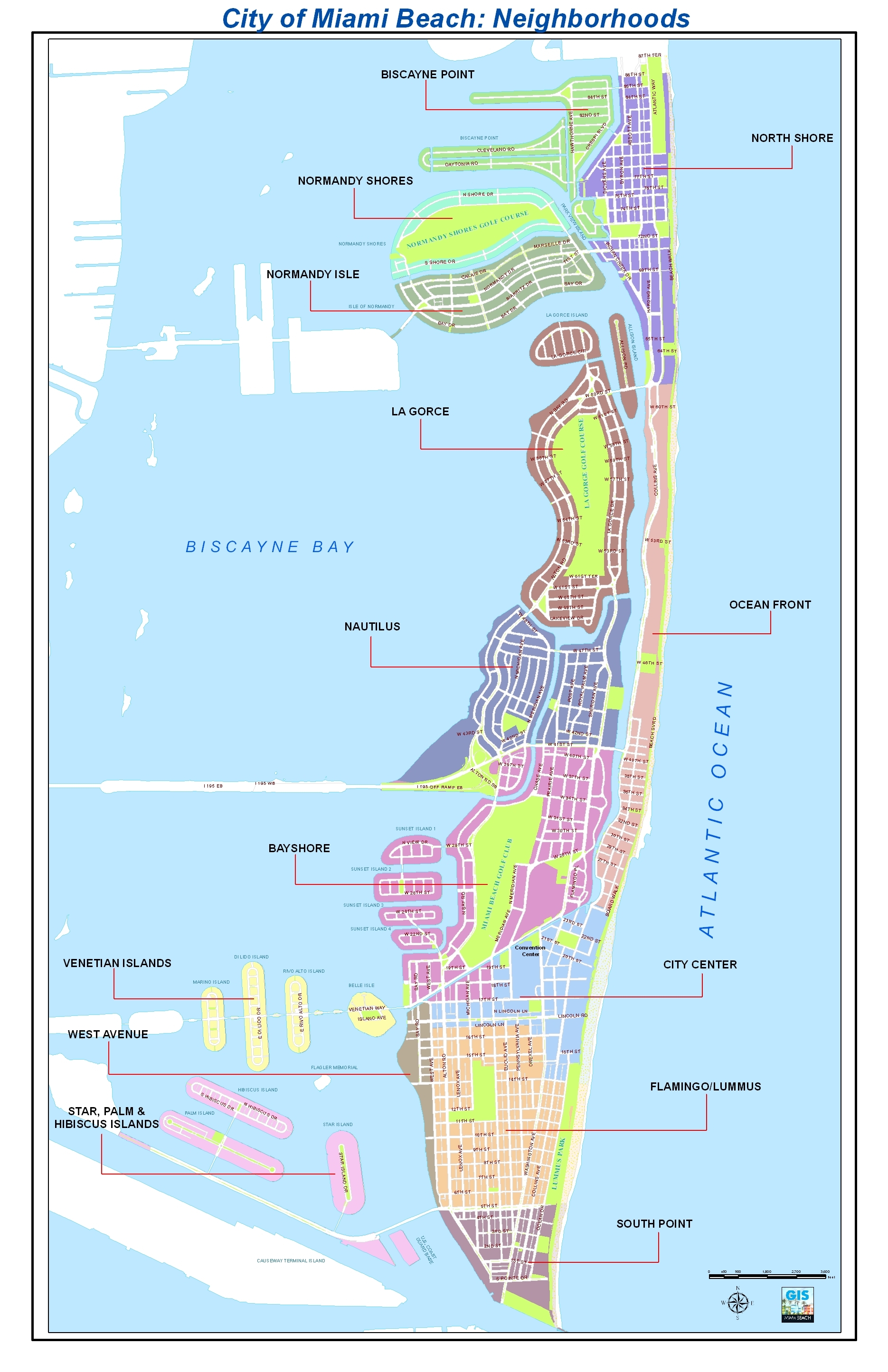 neighborhoods map | city of miami beach