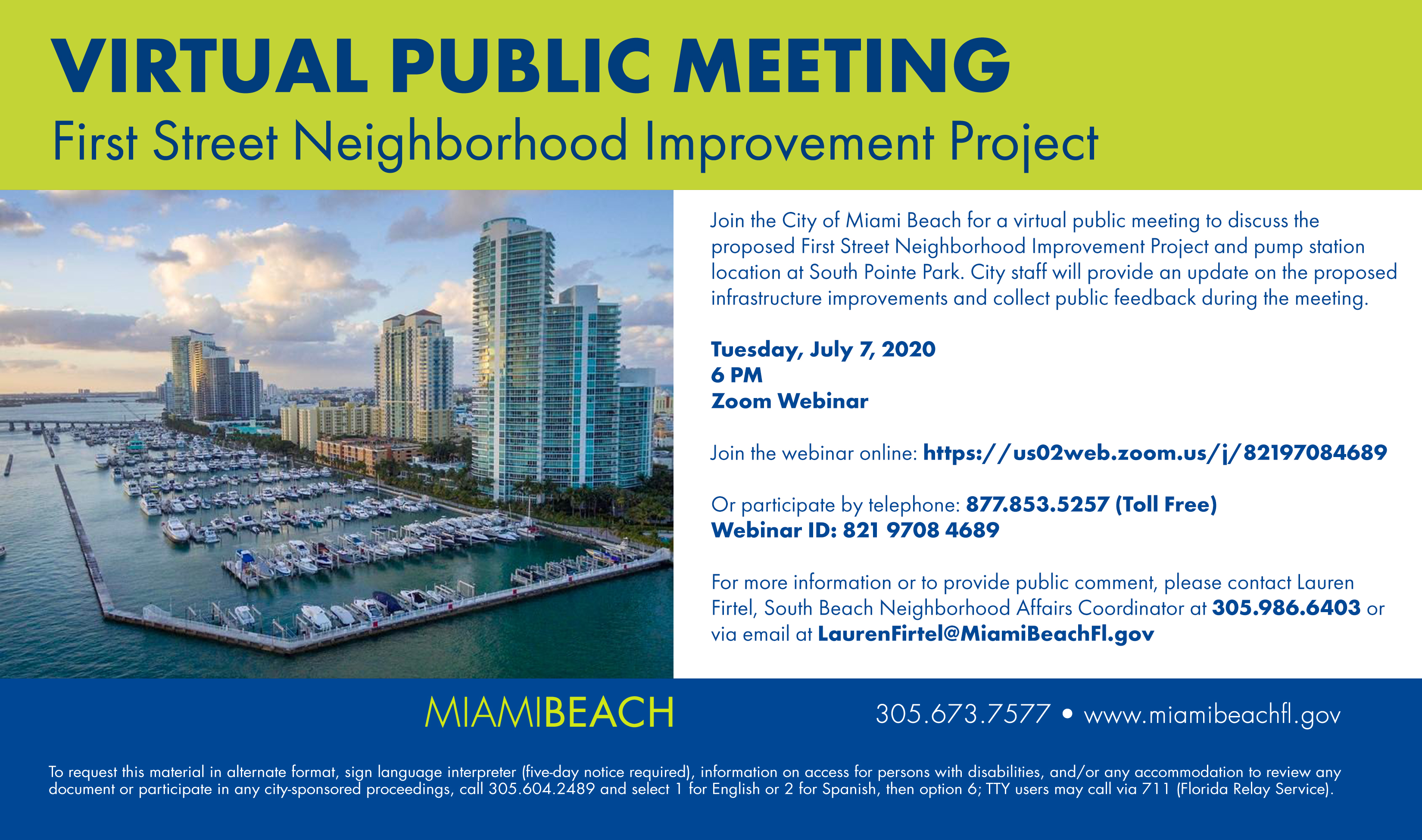 First Street Neighborhood Improvement Project Virtual Public Meeting
