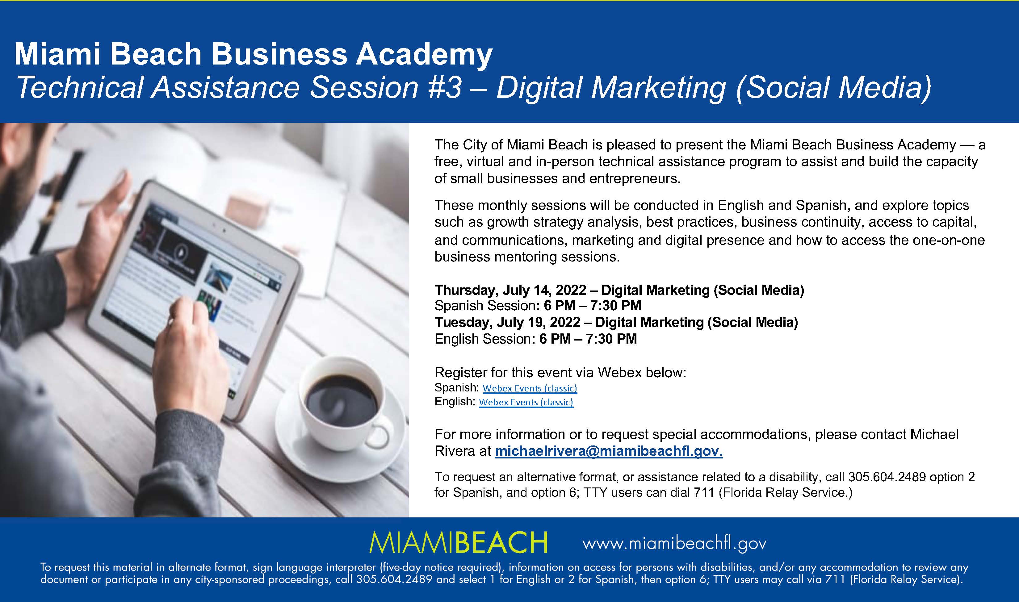 Miami Beach Business AcademyTechnical Assistance Session #3 – Digital Marketing (Social Media)