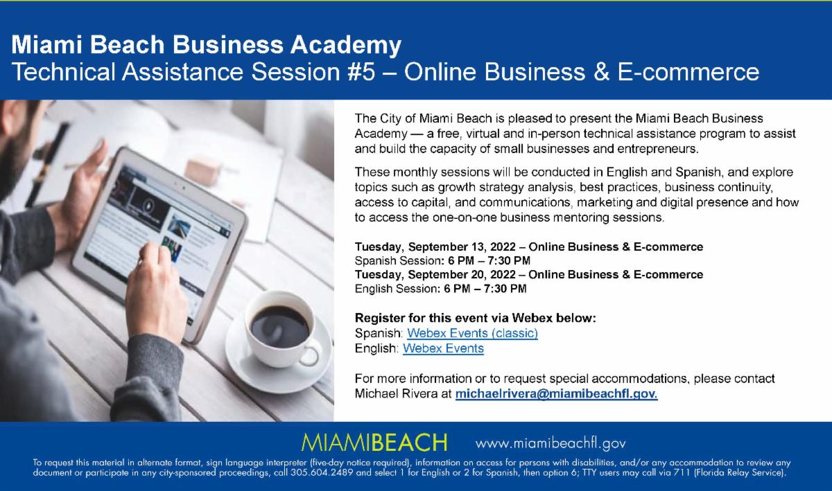 Miami Beach Business Academy Technical Assistance Session #5 (English)