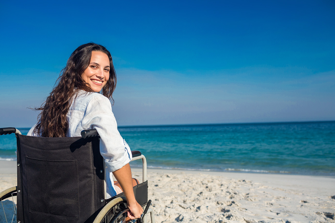 Miami Beach Woman in Wheelchair at the Beach