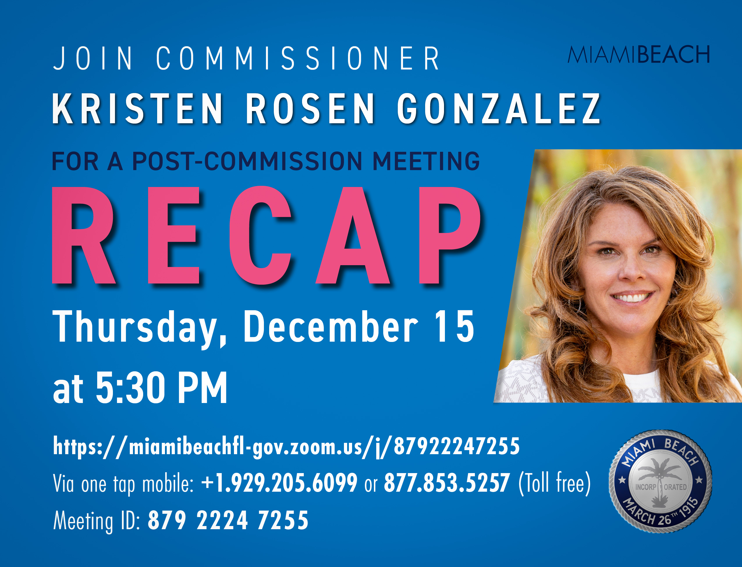 Commissioner Kristen Rosen Gonzalez Post Commission Recap