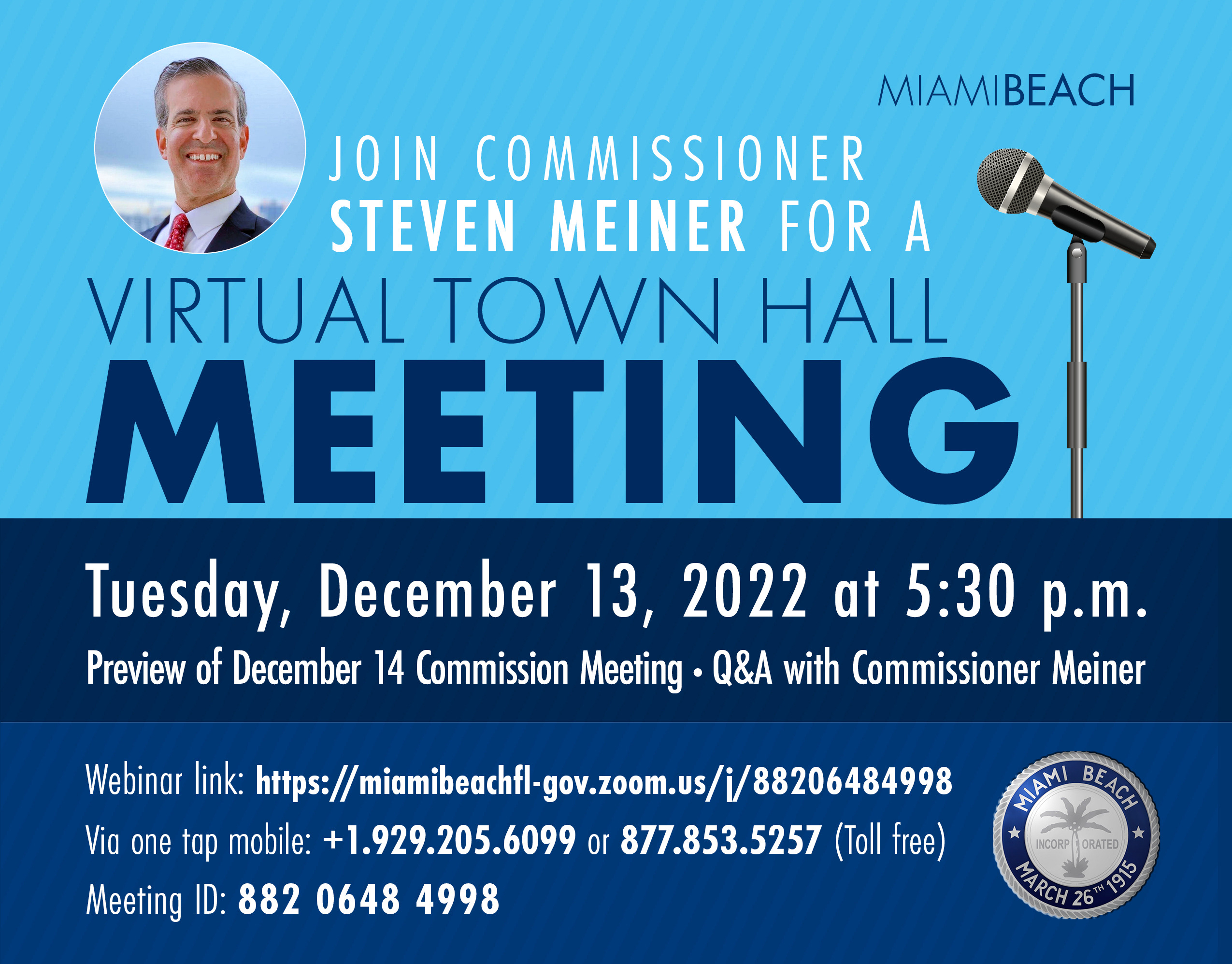 Virtual Town Hall Meeting with Commissioner Meiner