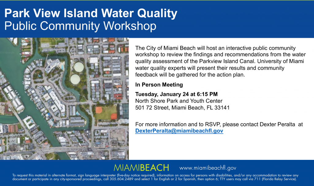 Park View Island Water Quality Public Community Workshop
