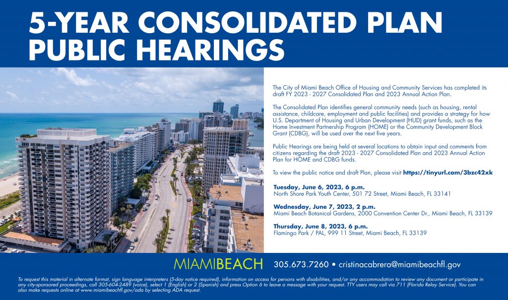 5-Year Consolidated Plan Public Hearings Flyer