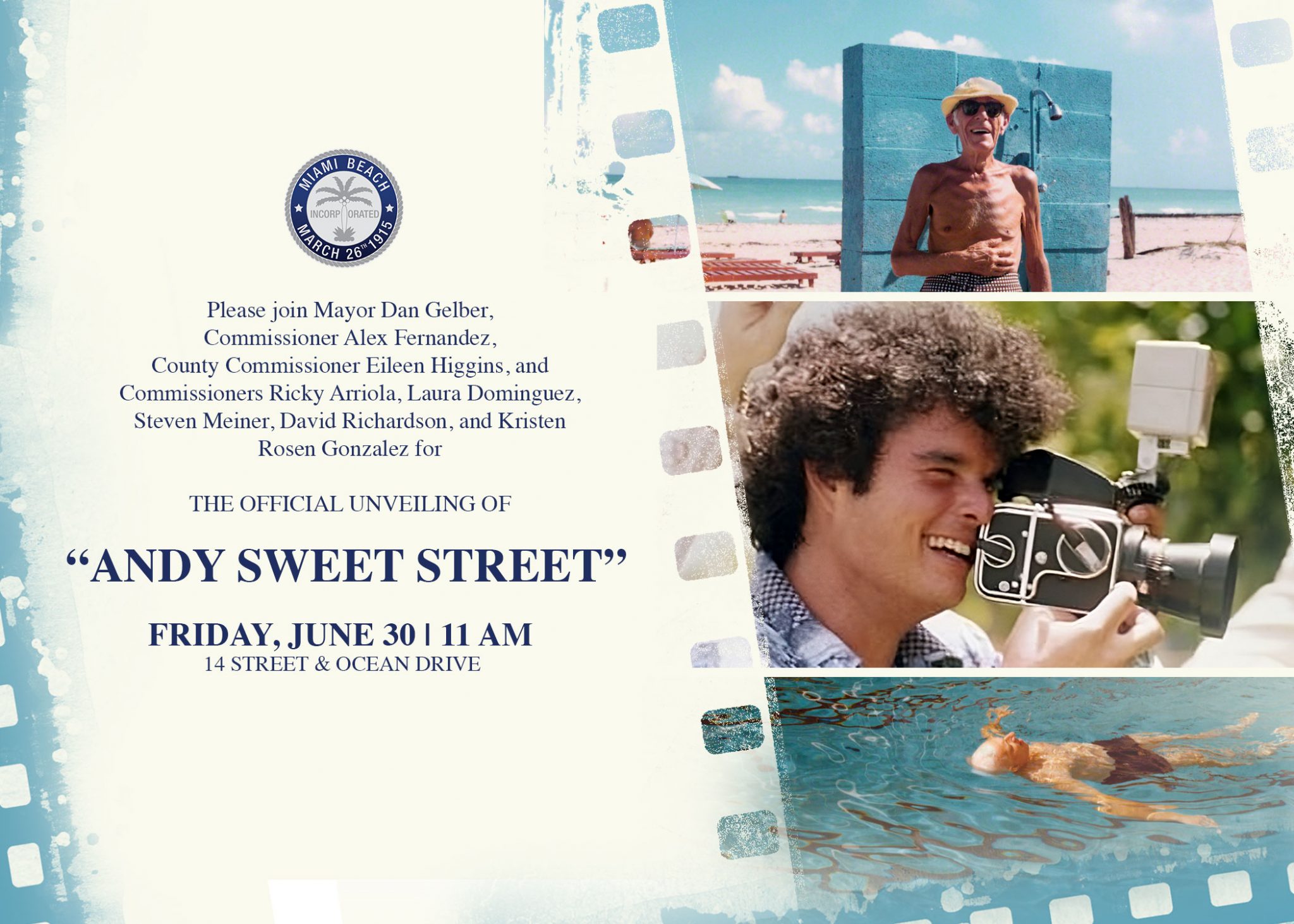 Andy Sweet Street Unveiling City of Miami Beach