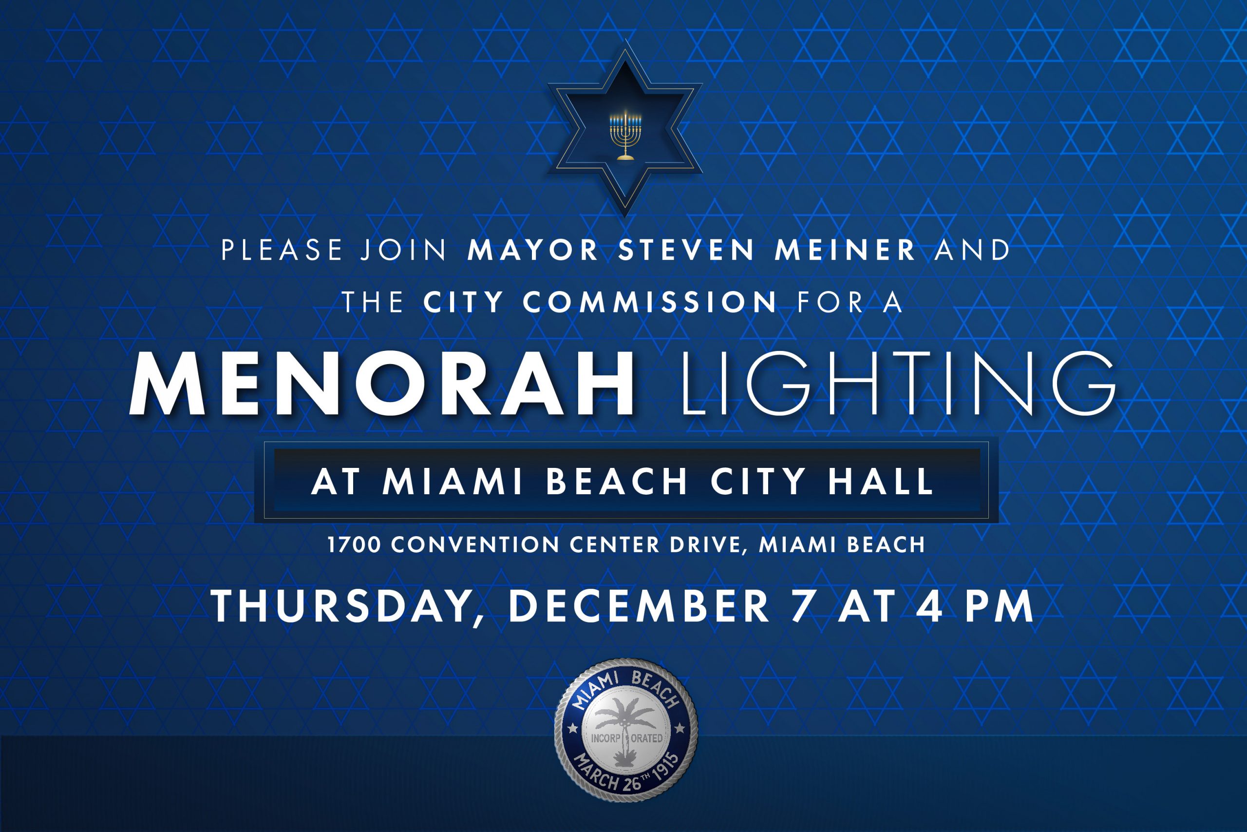 Menorah Lighting City of Miami Beach