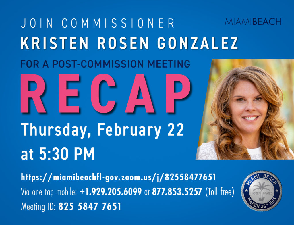 Commissioner Kristen Rosen Gonzalez Post Commission Recap Flyer