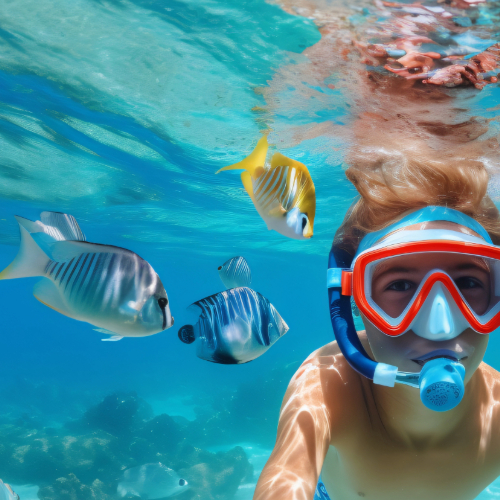 kid snorkeling