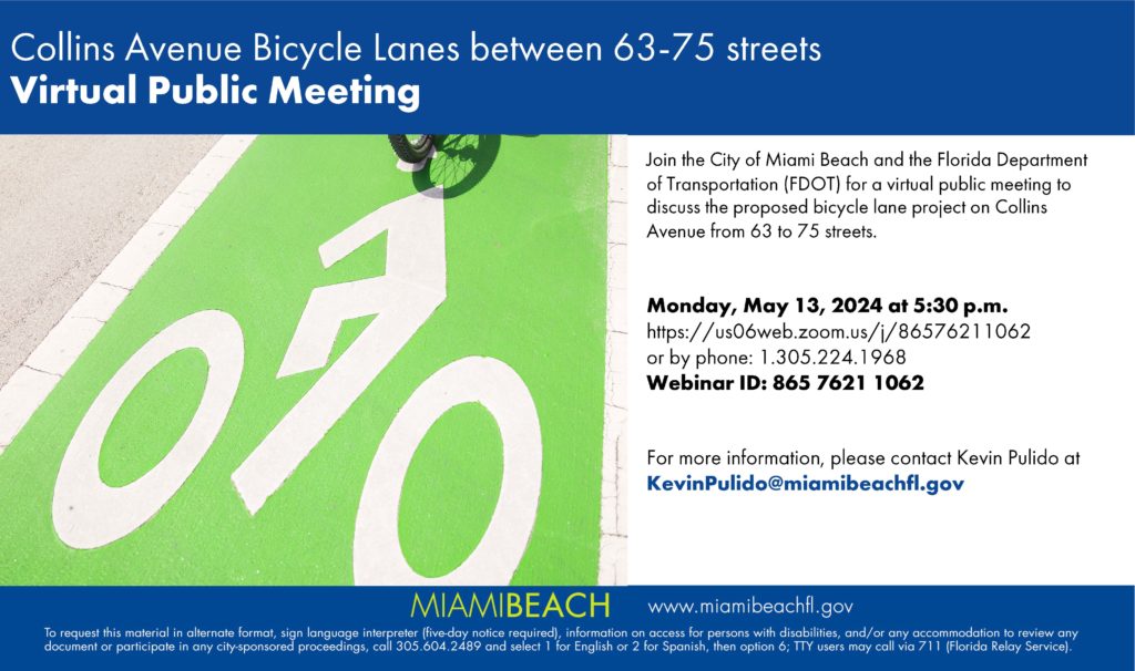 Collins Avenue Bicycle Lanes Virtual Public Meeting