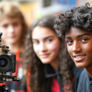students filming