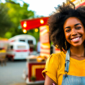 lady at a pop up outdoor event