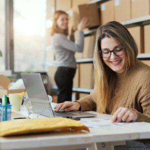 business person at a computer
