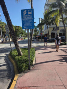 bus evacuation location sign