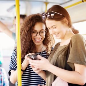 people in a shuttle bus