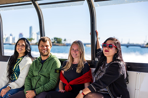 people on the water taxi