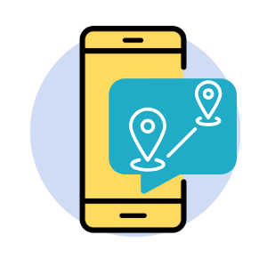 mobile phone with route icon
