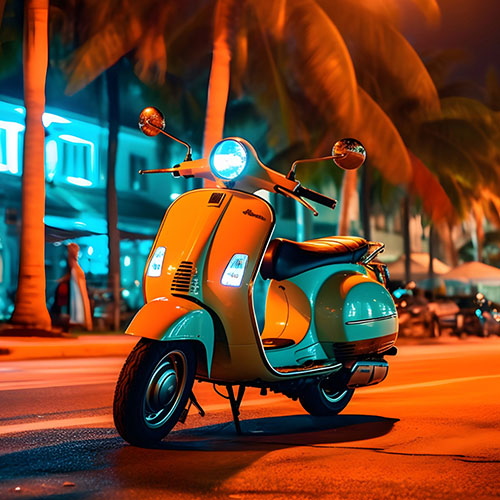 Scooter bike on ocean drive