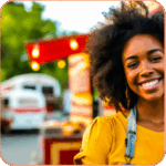 woman at a popup event