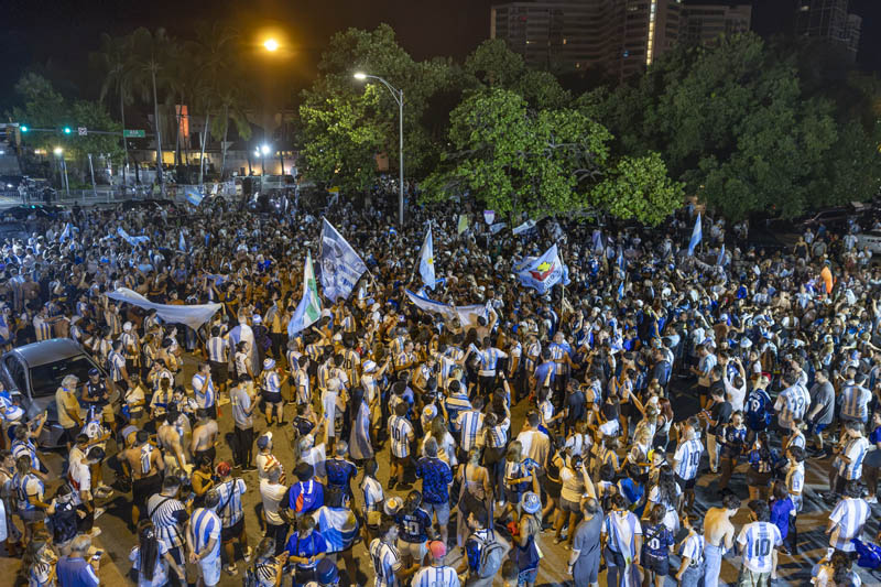 aerial view of crowd of Argentina fans