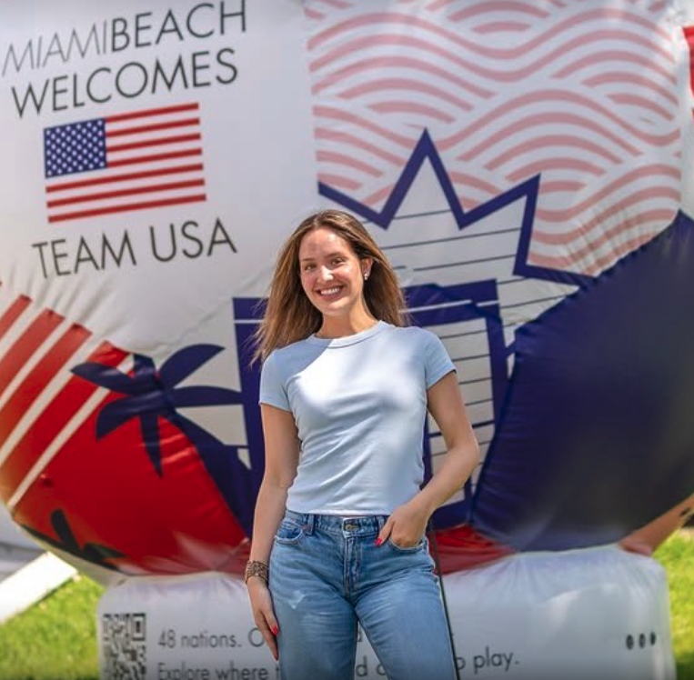 soccer ball for usa with person posing in front