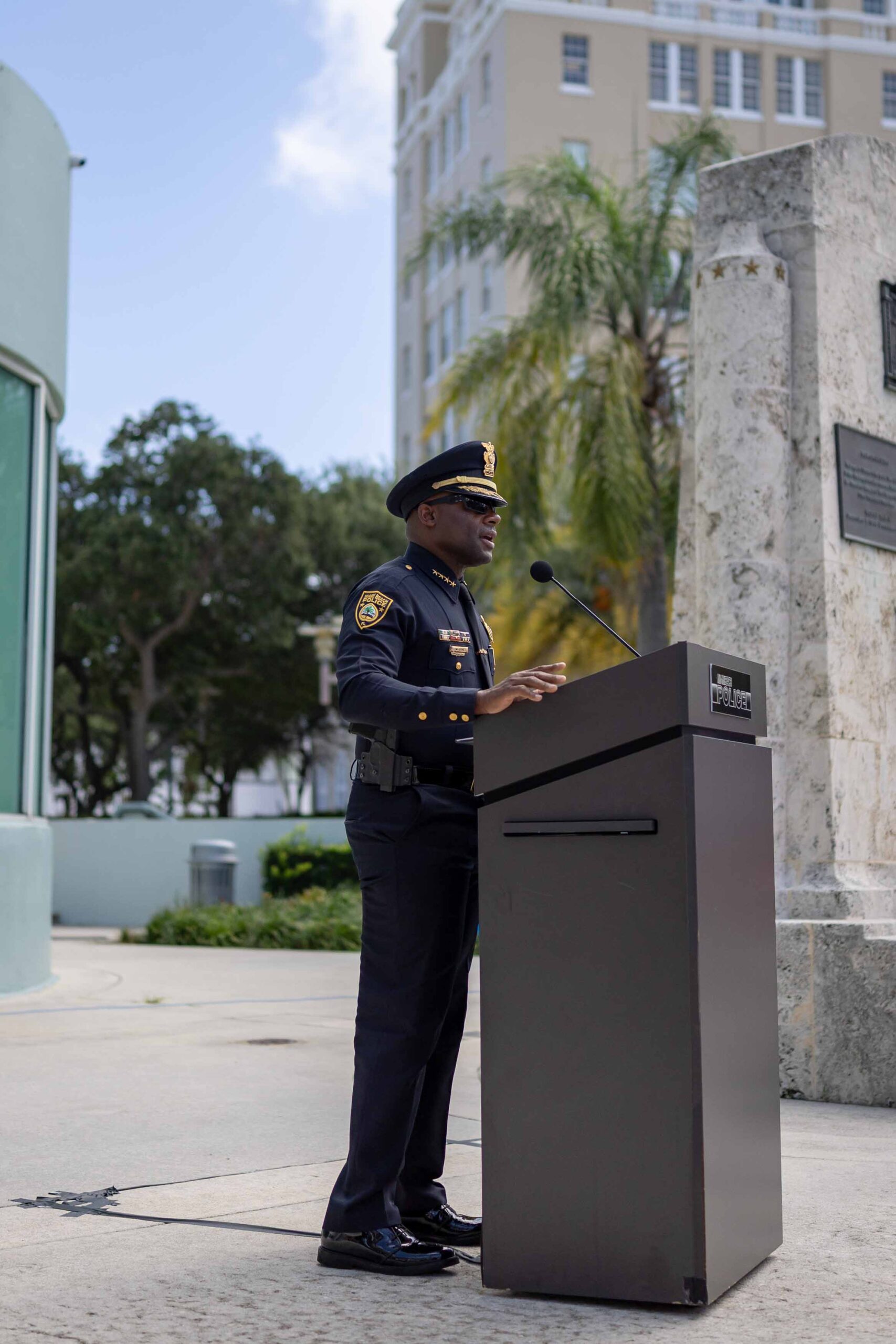 police at podium