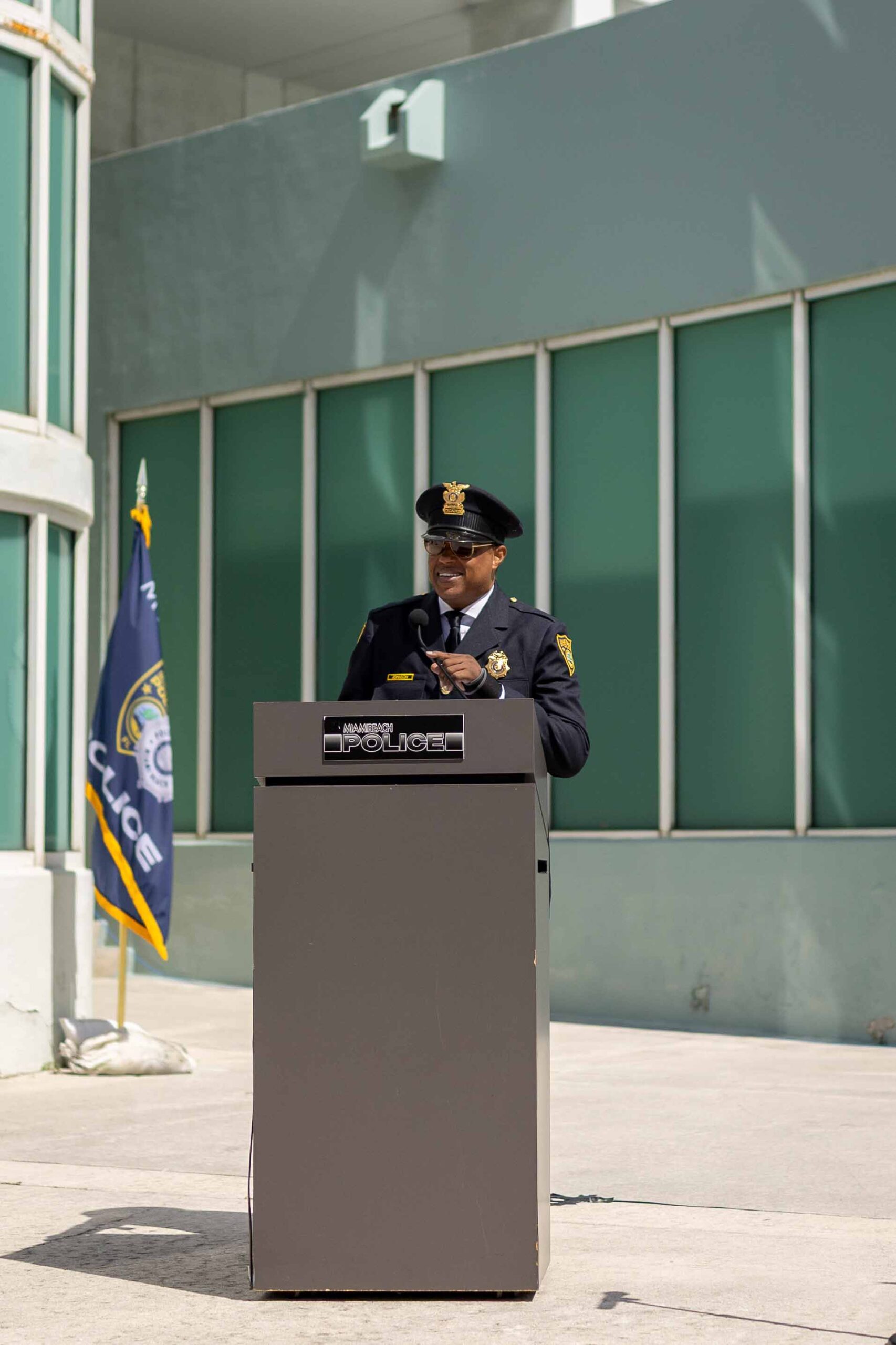 Police at podium