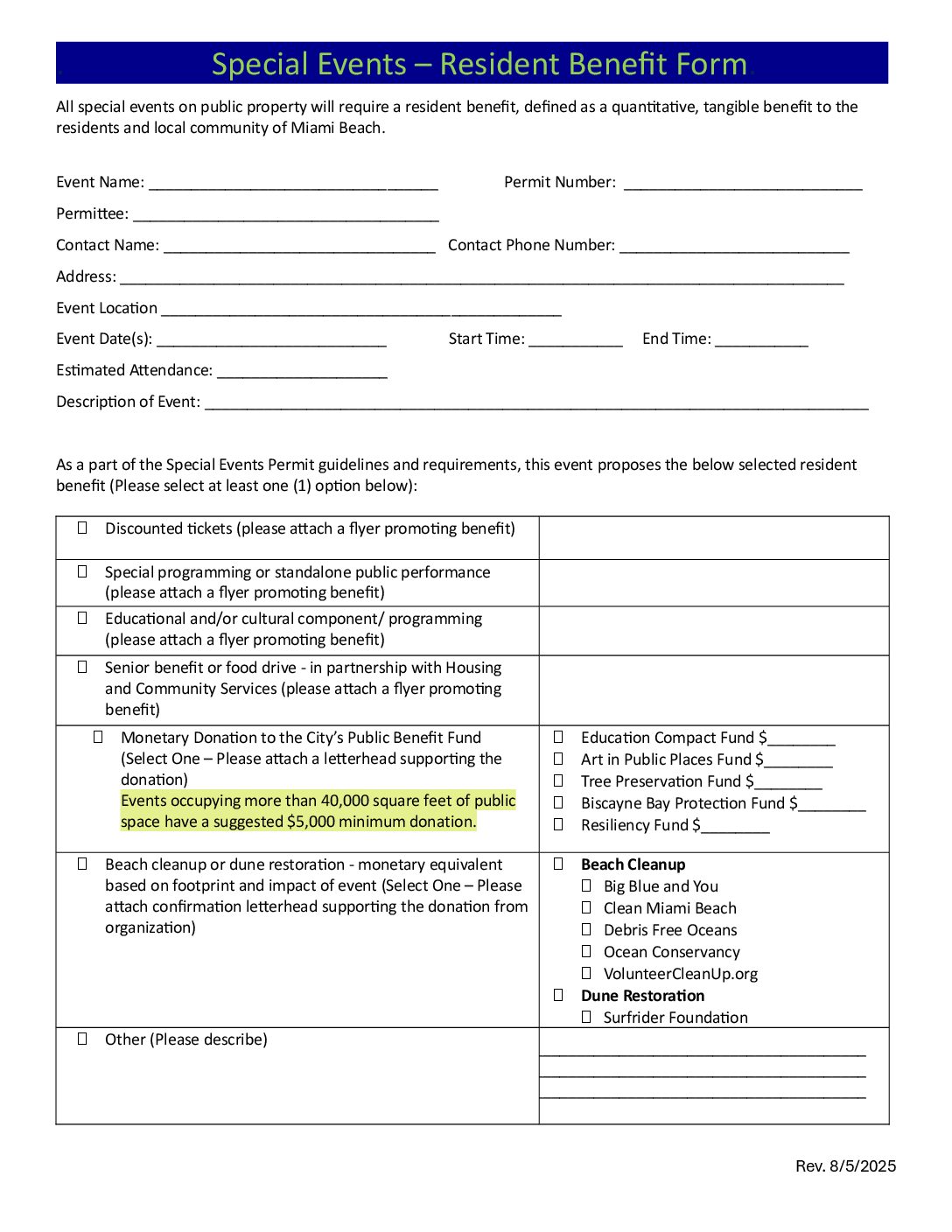 Resident Benefit Form Resident Benefit Form