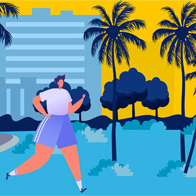 Illustration of person jogging at the beach