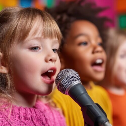little girls signing