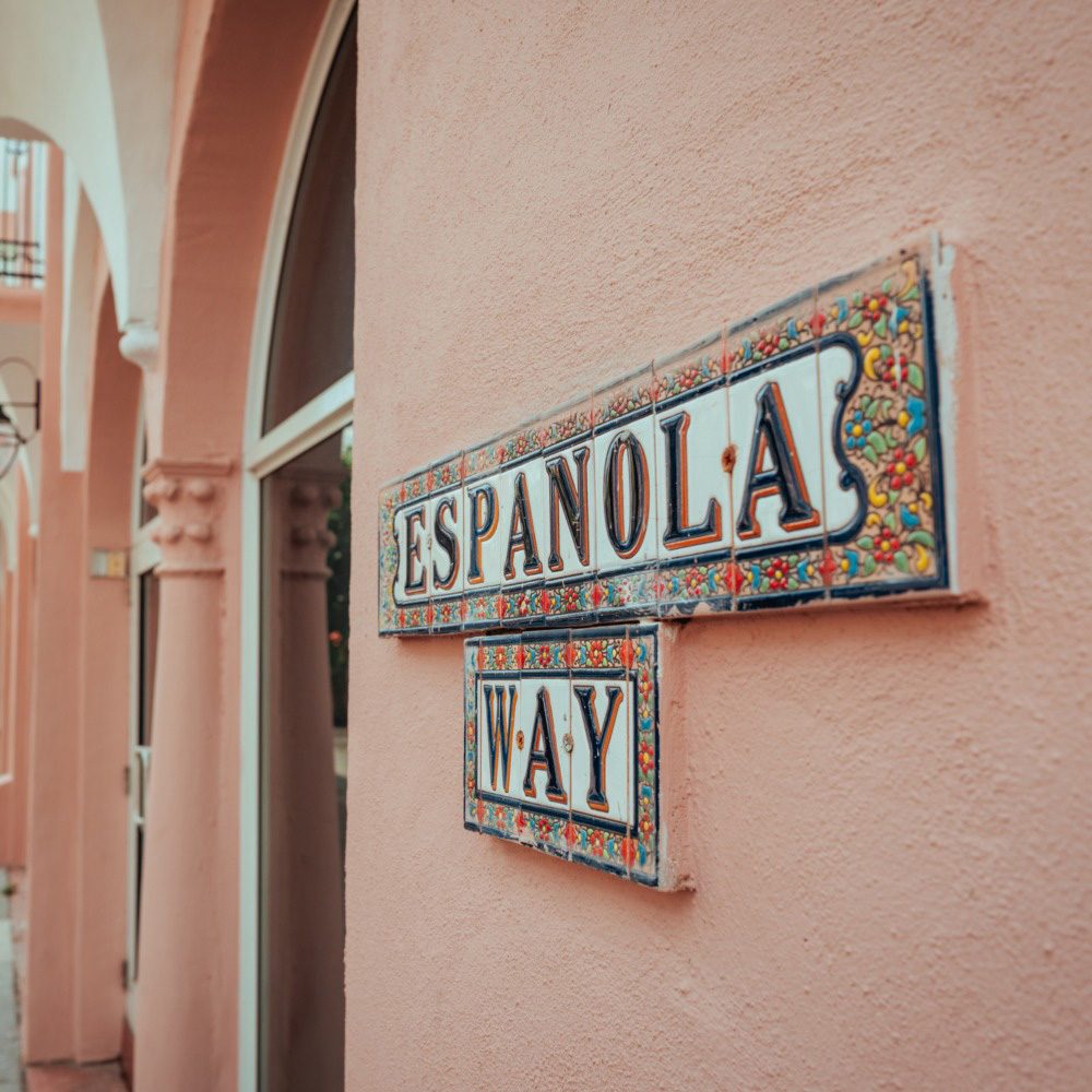 Espanola Way Sign on Building