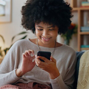 Woman Texting on Her Phone